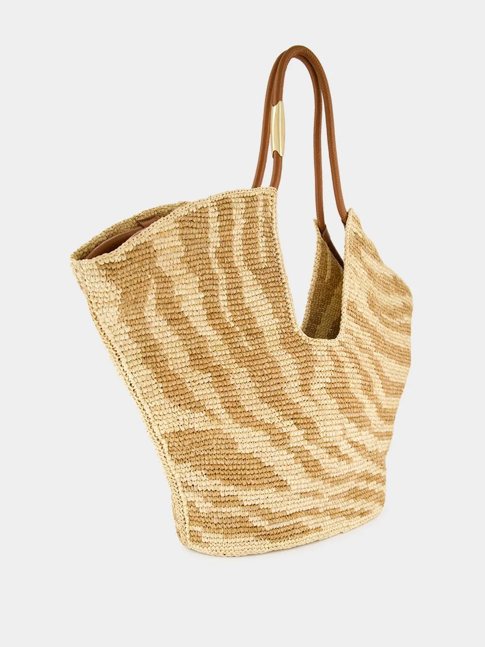 Tan Zebra Goldentime Raffia Tote sold by Fashion Clinic product image thumbnail 3