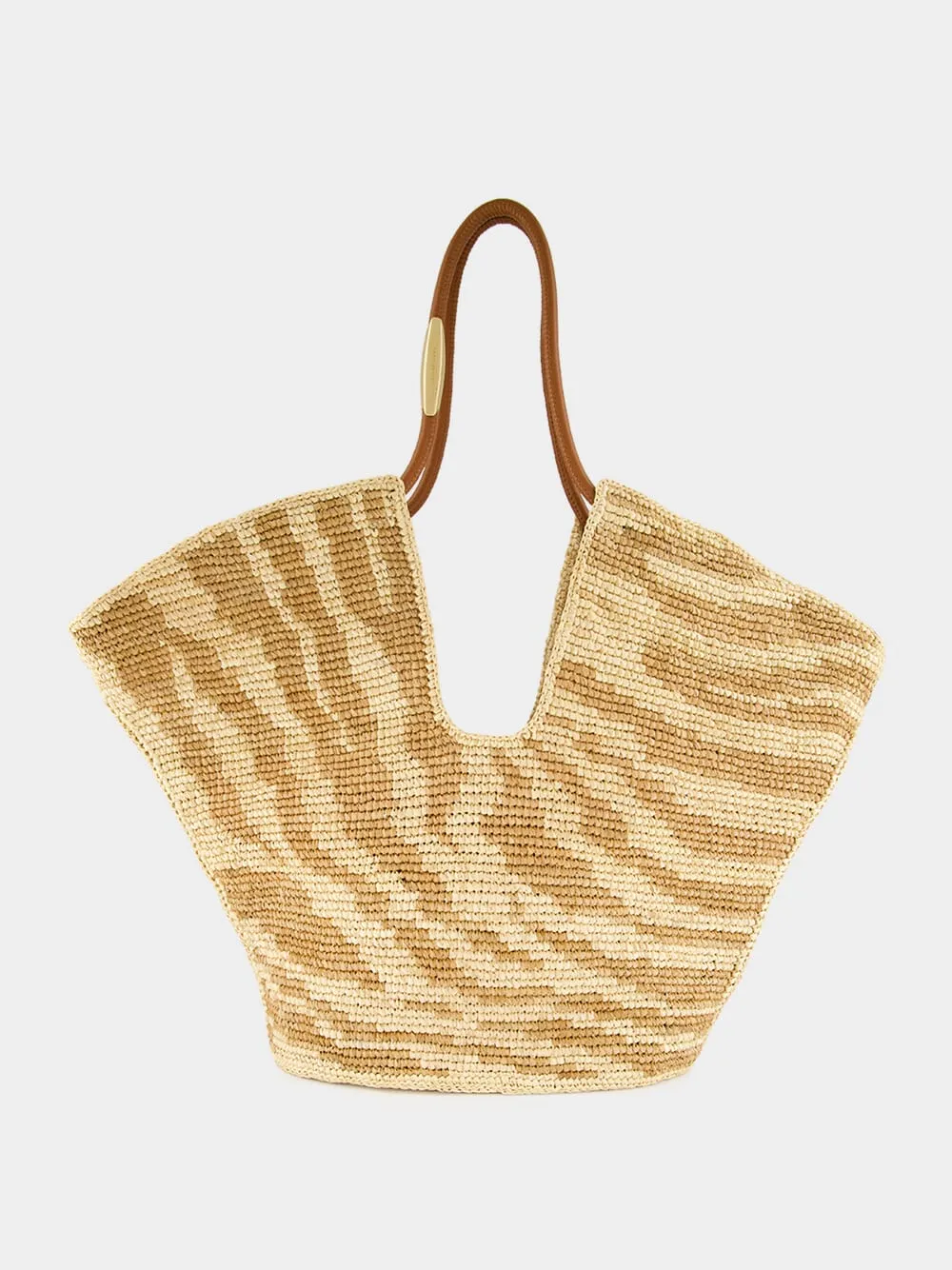 Tan Zebra Goldentime Raffia Tote sold by Fashion Clinic product image thumbnail 2
