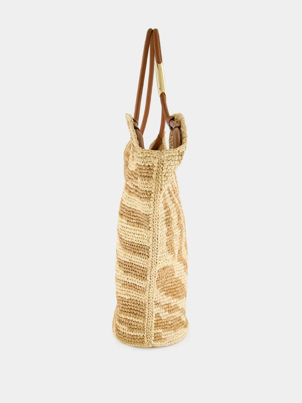 Tan Zebra Goldentime Raffia Tote sold by Fashion Clinic product image thumbnail 4