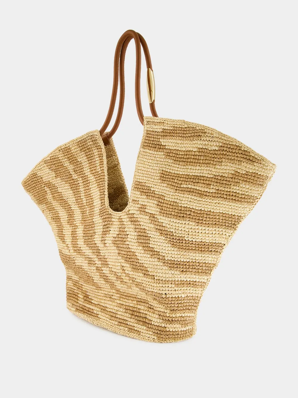 Tan Zebra Goldentime Raffia Tote sold by Fashion Clinic product image thumbnail 5
