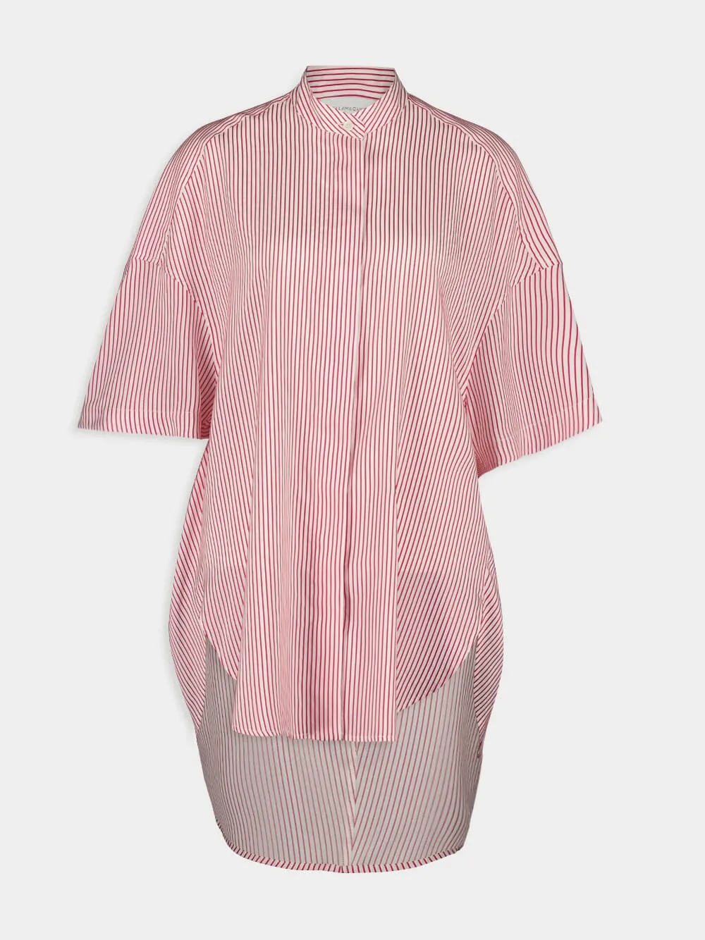 Red Striped Organic Silk Shirt sold by Fashion Clinic