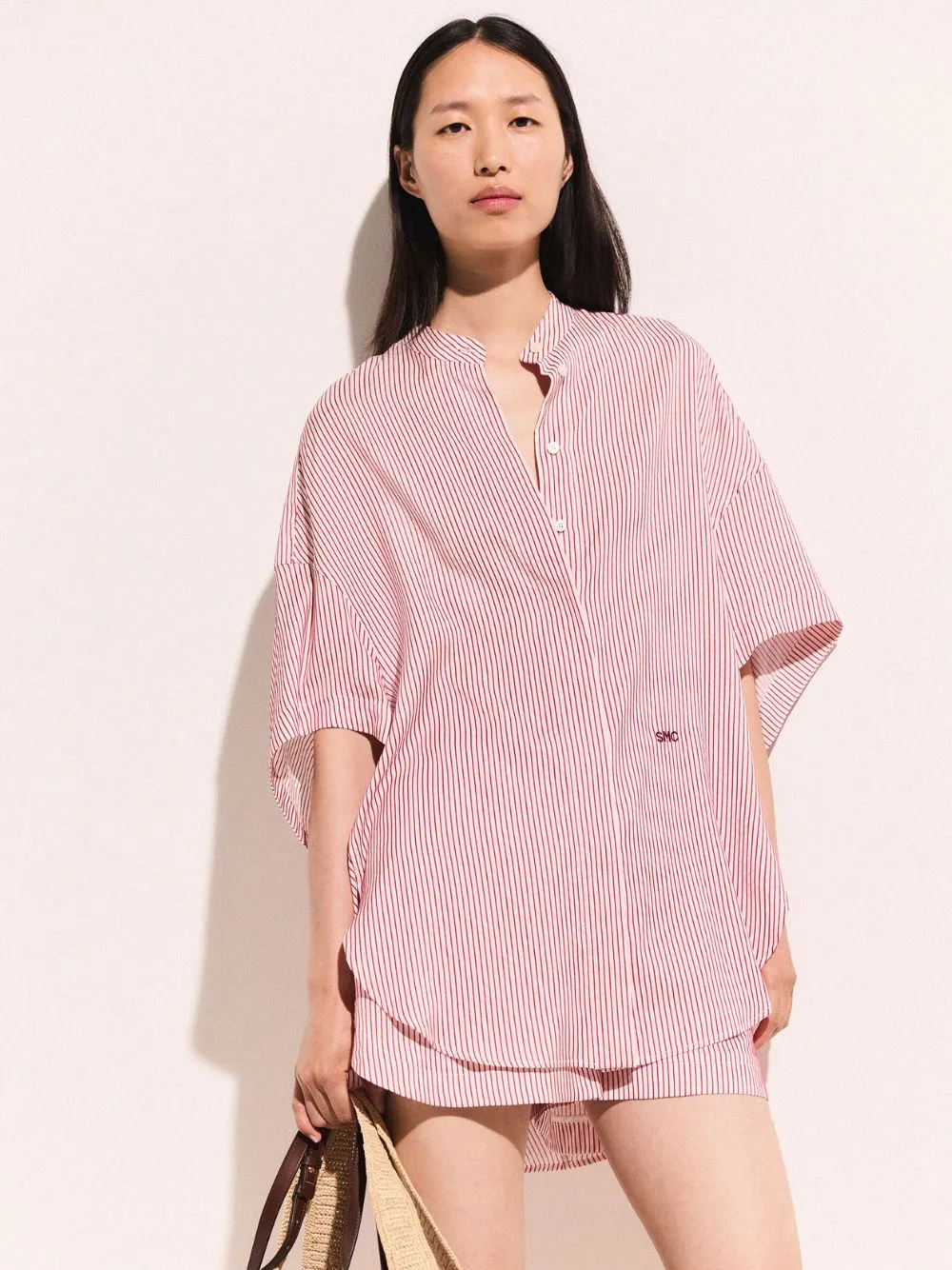 Red Striped Organic Silk Shirt sold by Fashion Clinic product image thumbnail 2