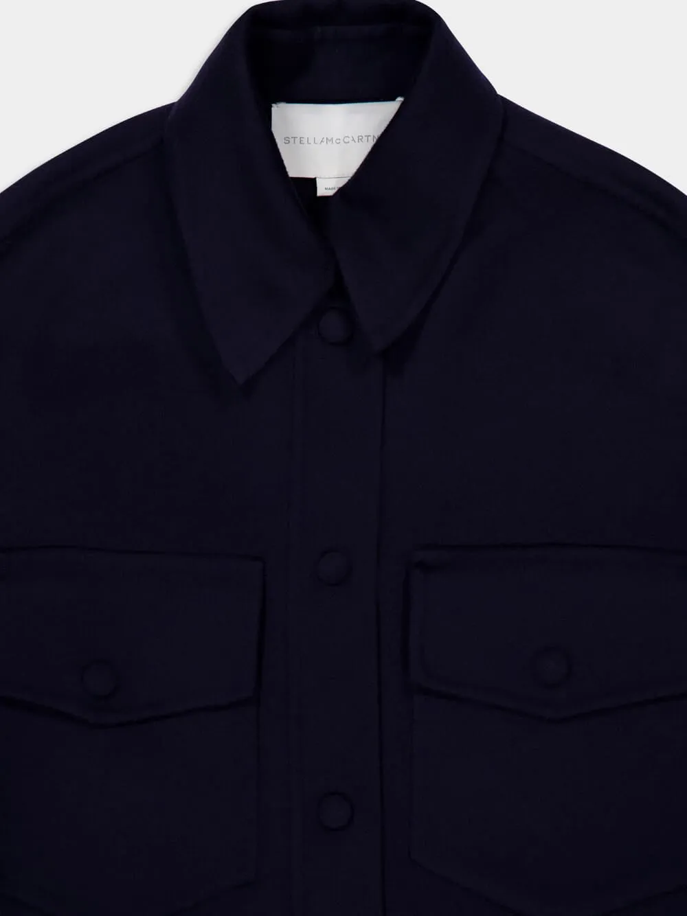 Ink Blue Wool Overshirt sold by Fashion Clinic product image thumbnail 3