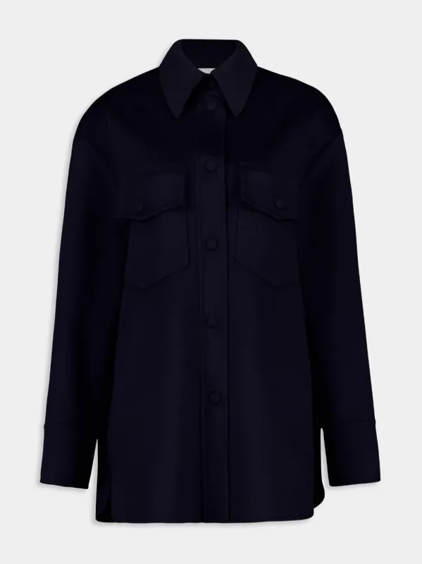 Ink Blue Wool Overshirt made by Stella McCartney