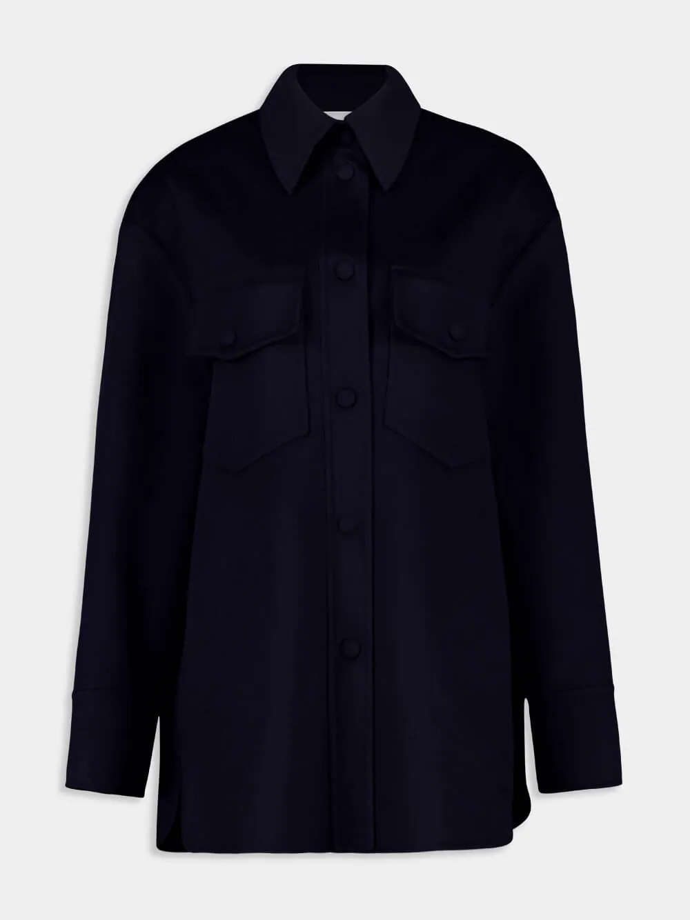 Ink Blue Wool Overshirt sold by Fashion Clinic