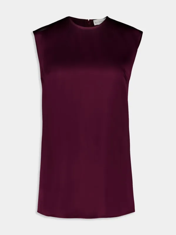 Bordeaux Sleeveless Satin Top sold by Fashion Clinic