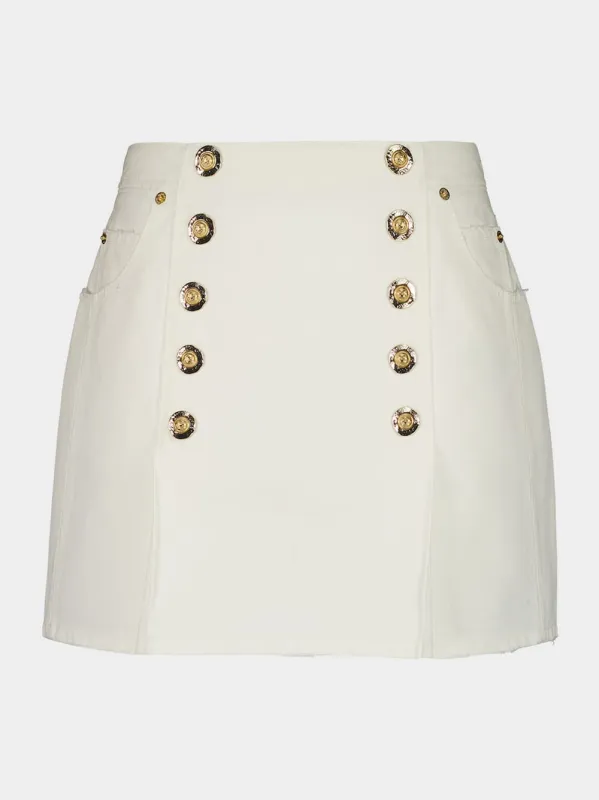 White Cotton Canvas Mini Skirt sold by Fashion Clinic