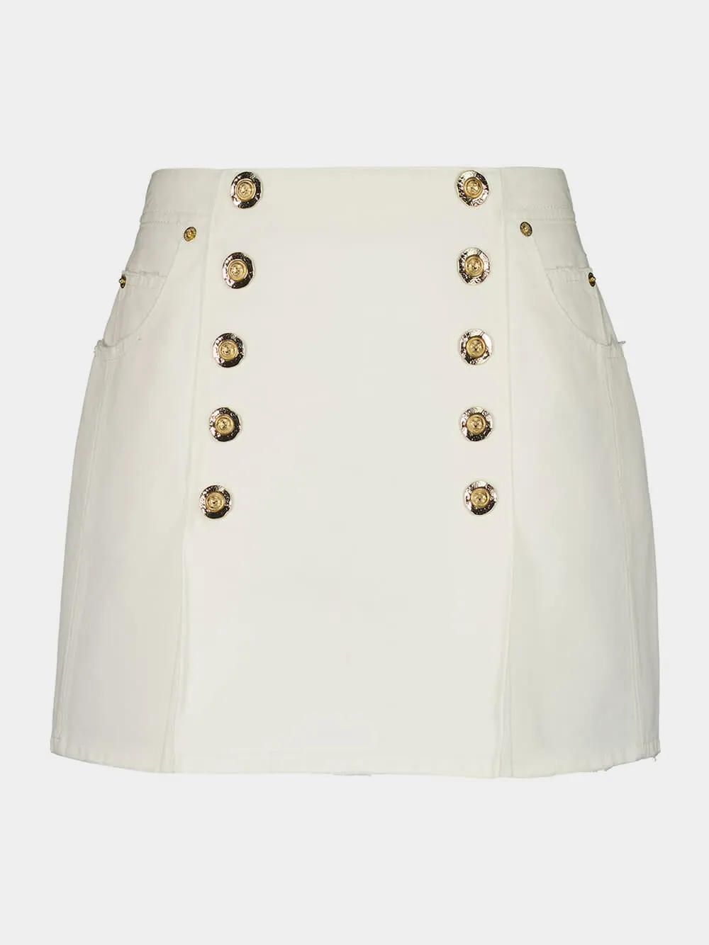 White Cotton Canvas Mini Skirt sold by Fashion Clinic
