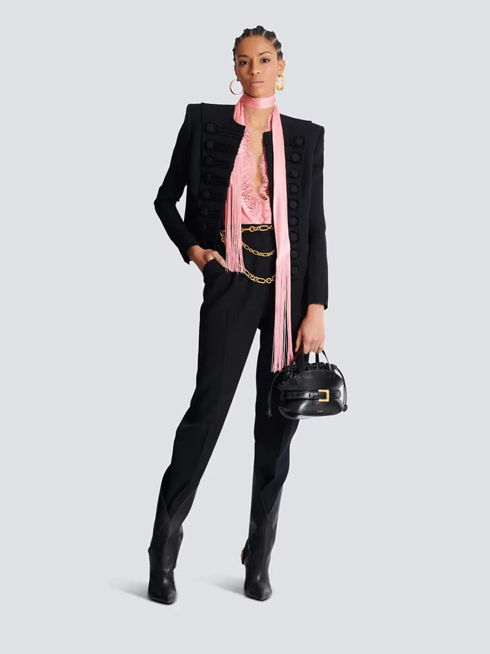 Black High-Waisted Wool Trousers sold by Fashion Clinic product image thumbnail 2