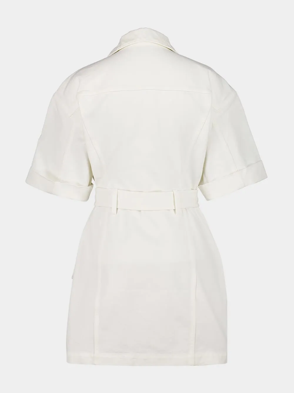 White Short Lace-Up Canvas Dress sold by Fashion Clinic product image thumbnail 4