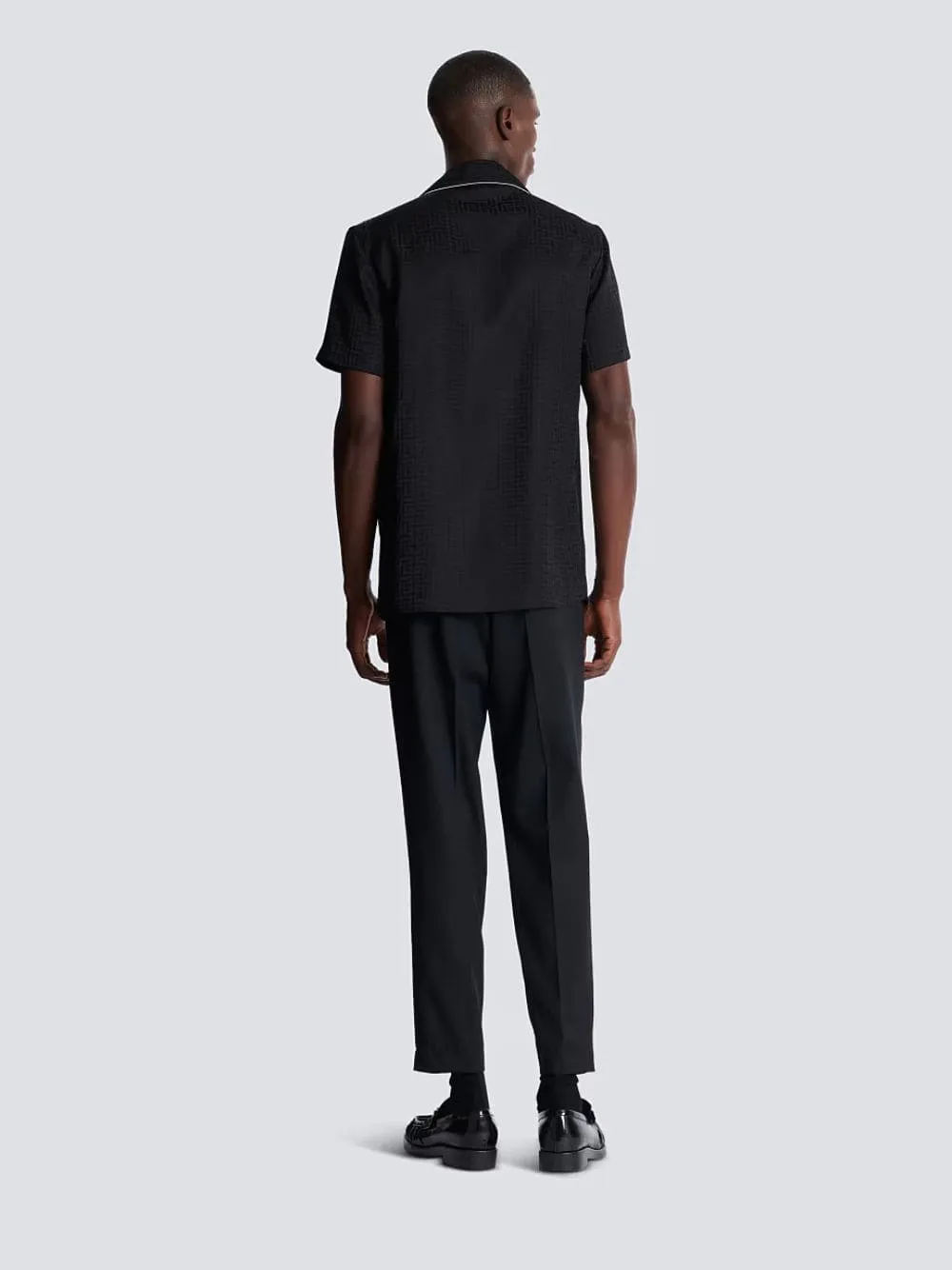 Black Varsity Jacquard Pyjama Shirt sold by Fashion Clinic product image thumbnail 4