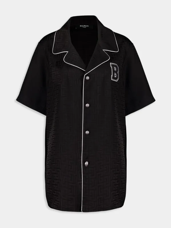 Black Varsity Jacquard Pyjama Shirt made by Balmain