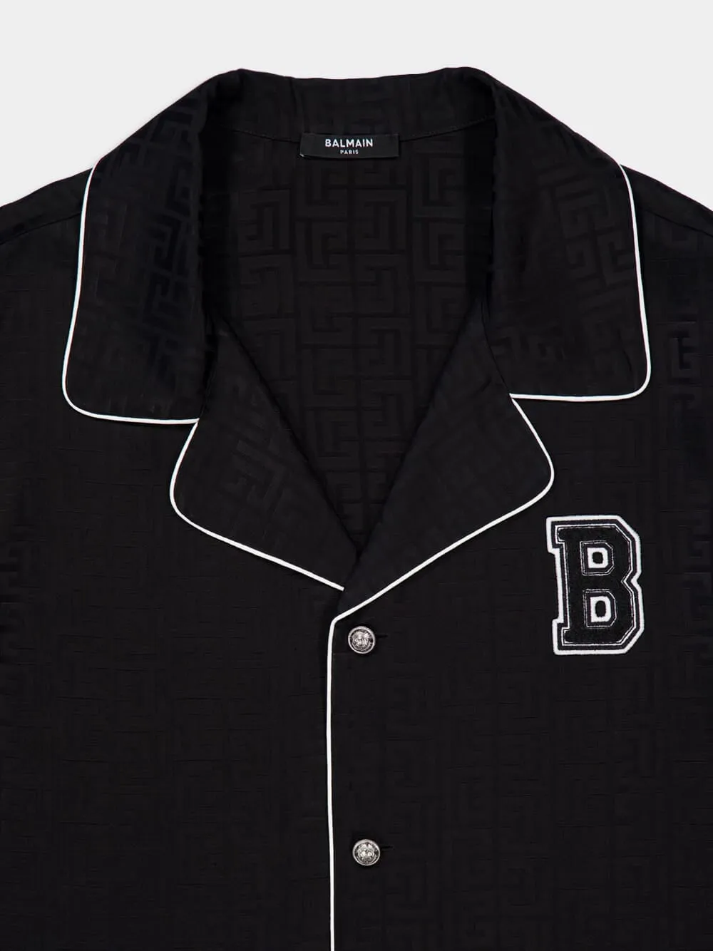 Black Varsity Jacquard Pyjama Shirt sold by Fashion Clinic product image thumbnail 5