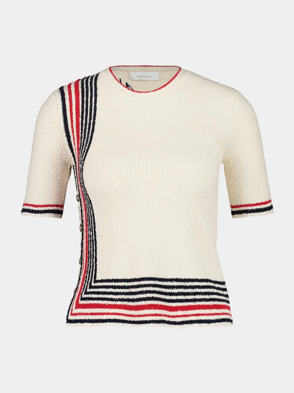 Ecru Terry Jersey Striped Top sold by Fashion Clinic