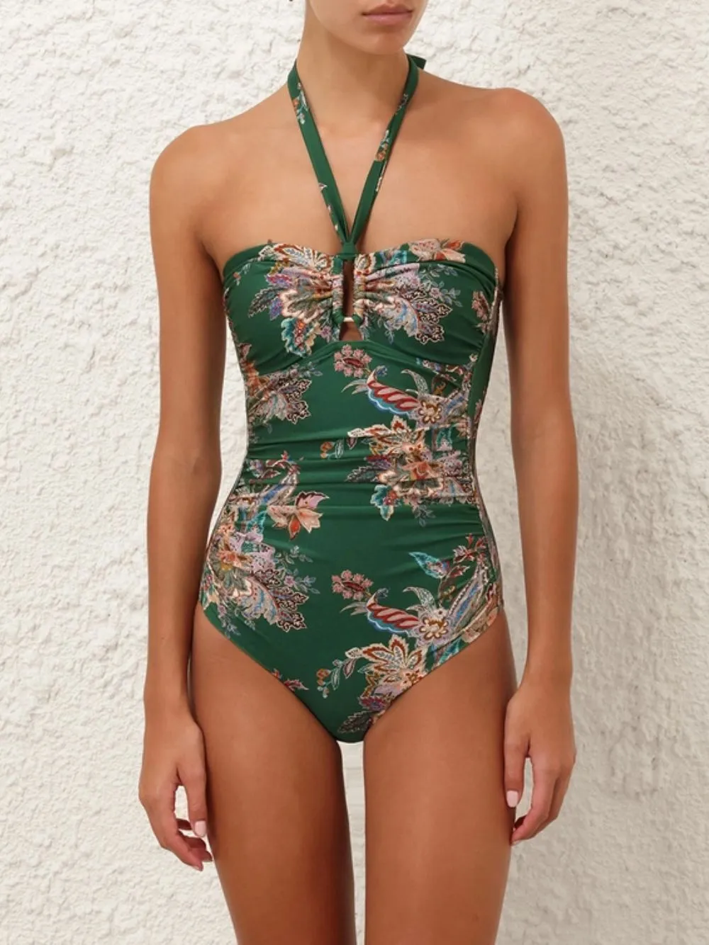Rhiannon One-Piece Swimsuit in Teal Multi Paisley sold by Fashion Clinic