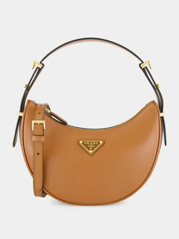 Cognac Arqué Leather Shoulder Bag sold by Fashion Clinic