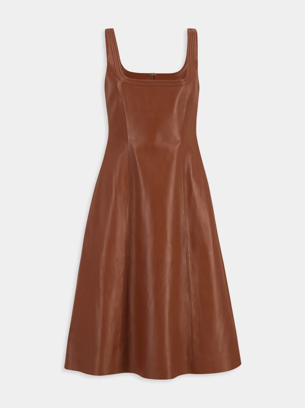 Cognac Adaline Leather Midi Dress sold by Fashion Clinic