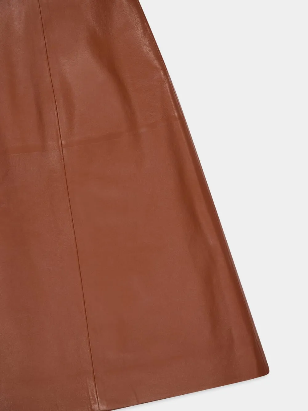 Cognac Adaline Leather Midi Dress sold by Fashion Clinic product image thumbnail 4