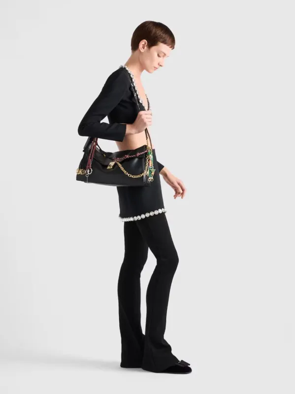 Black Soft Sound Leather Shoulder Bag with Charms sold by Fashion Clinic