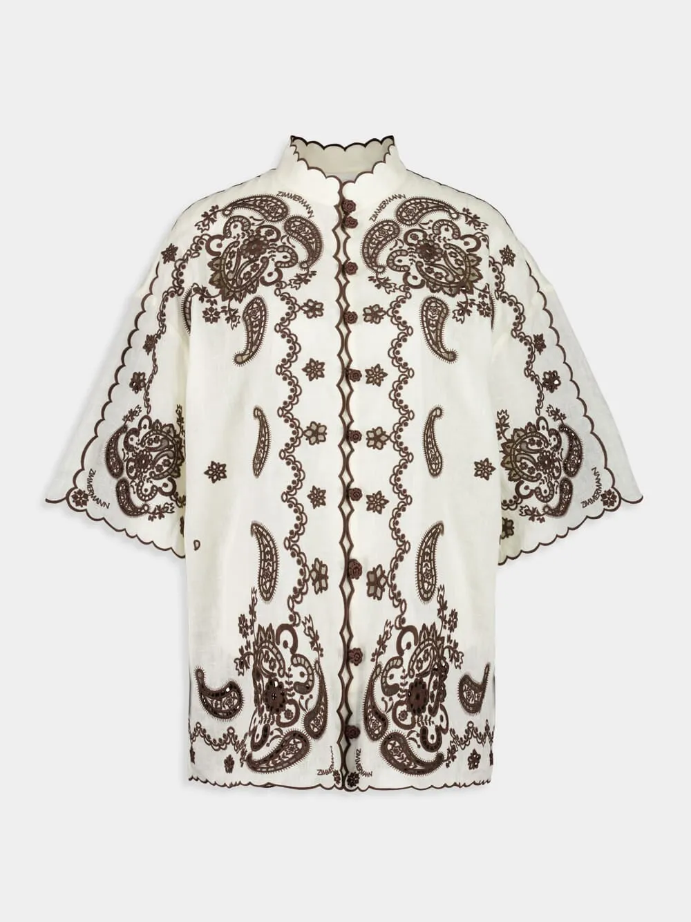 Ivory Chocolate Ascension Embroidered Shirt sold by Fashion Clinic product image thumbnail 2