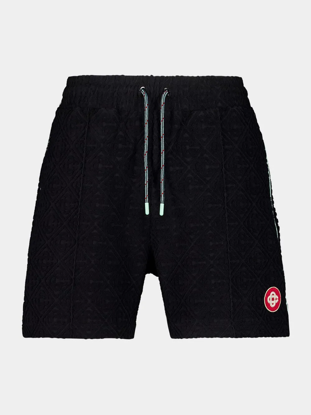 Black Monogram Towelling Shorts sold by Fashion Clinic