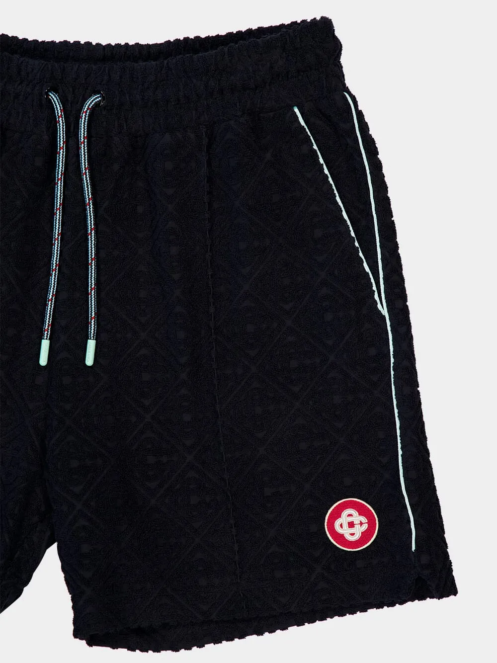Black Monogram Towelling Shorts sold by Fashion Clinic product image thumbnail 3