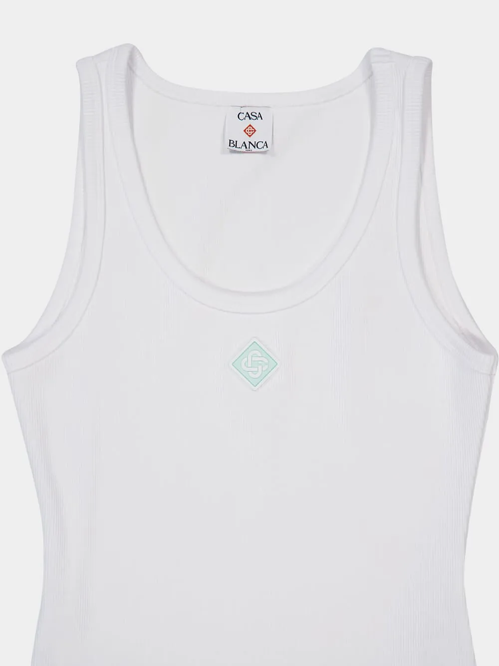 Bright White Ribbed Tank Top sold by Fashion Clinic product image thumbnail 3