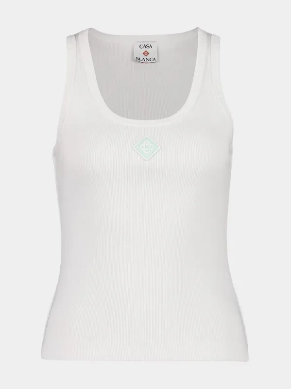 Bright White Ribbed Tank Top sold by Fashion Clinic