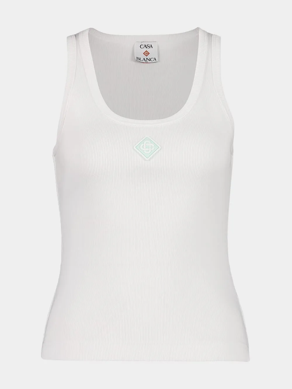 Bright White Ribbed Tank Top sold by Fashion Clinic