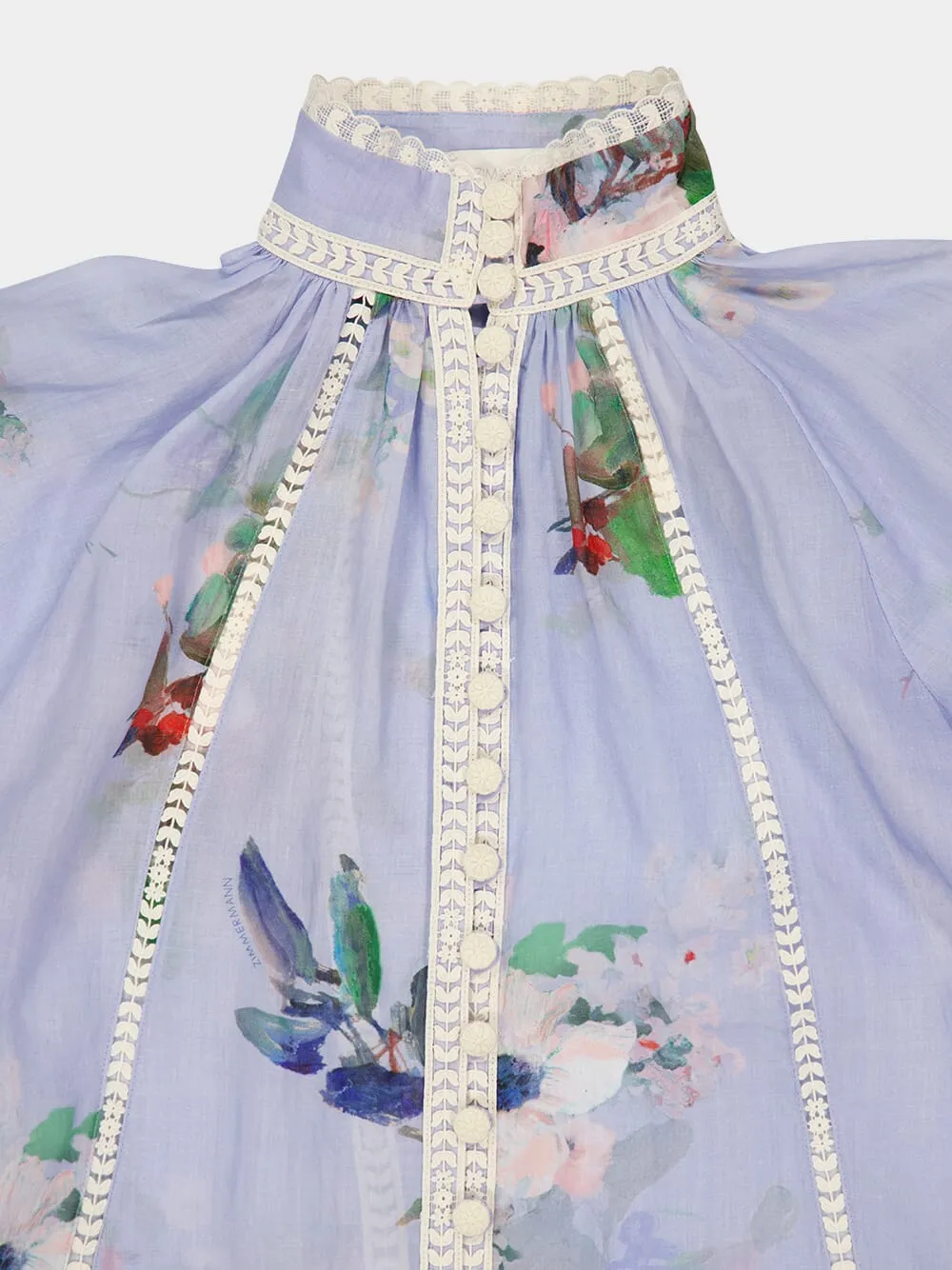 Light Blue Everley Lace Trim Blouse sold by Fashion Clinic product image thumbnail 3