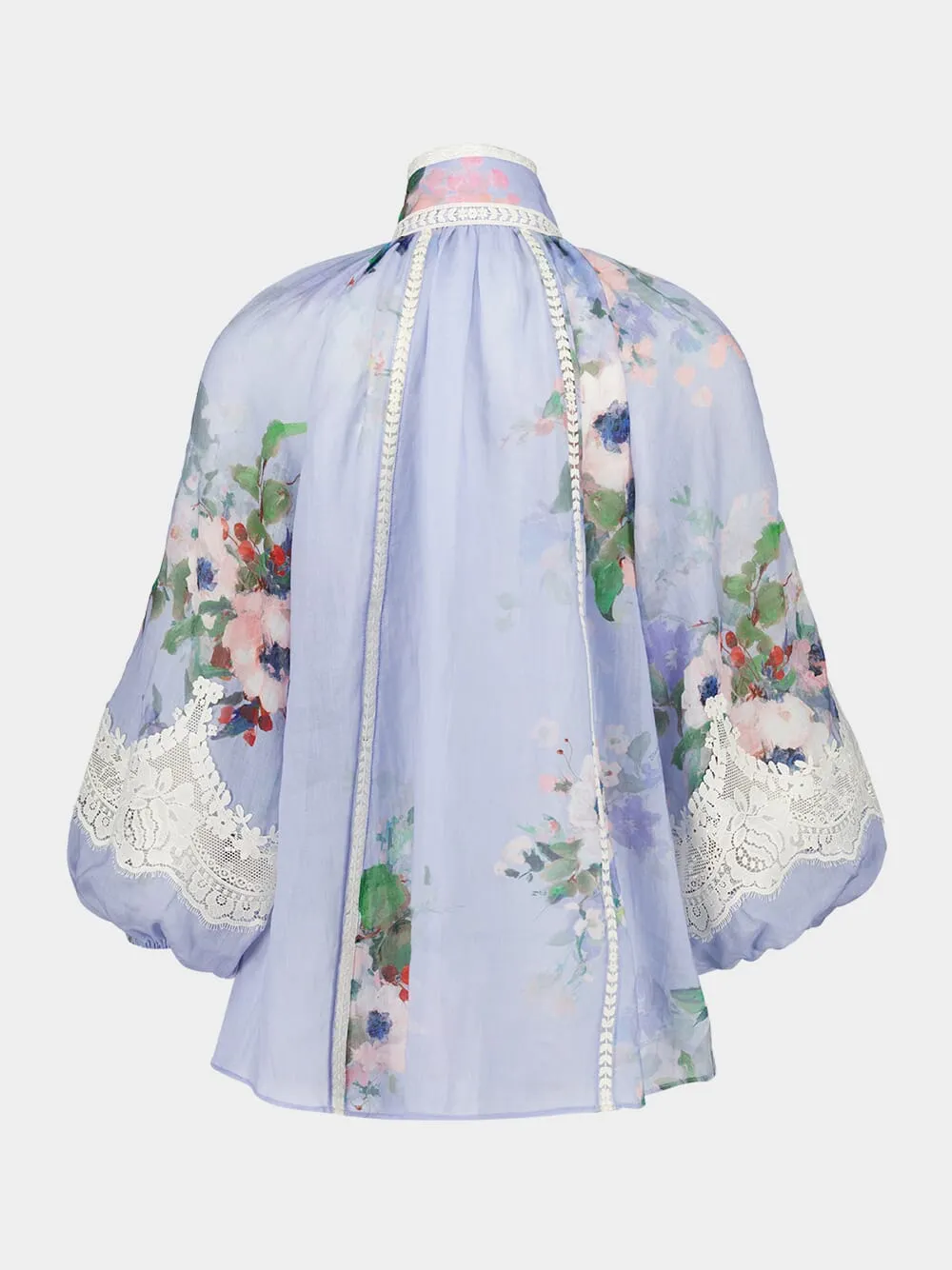 Light Blue Everley Lace Trim Blouse sold by Fashion Clinic product image thumbnail 2