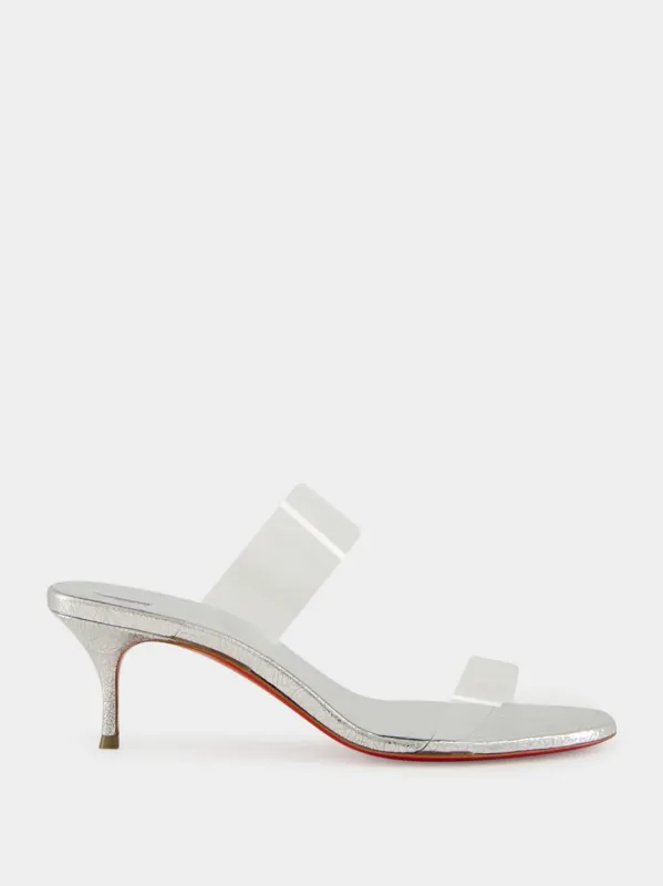 Just Nothing 55 Silver Mules sold by Fashion Clinic