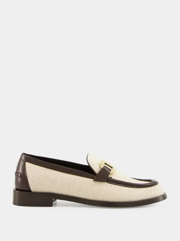 Maryan T Leather Loafers in Beige Brown sold by Fashion Clinic