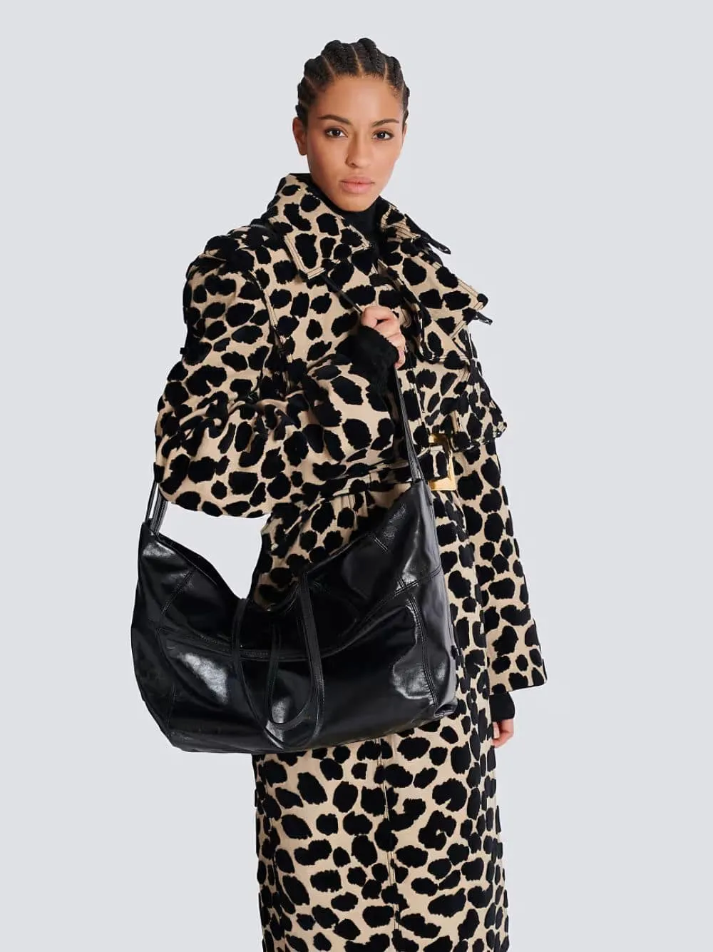 Black Track Shiny Leather Tote Bag sold by Fashion Clinic product image thumbnail 3