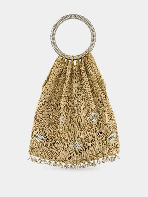 Light Gold Crochet Beaded Bag sold by Fashion Clinic