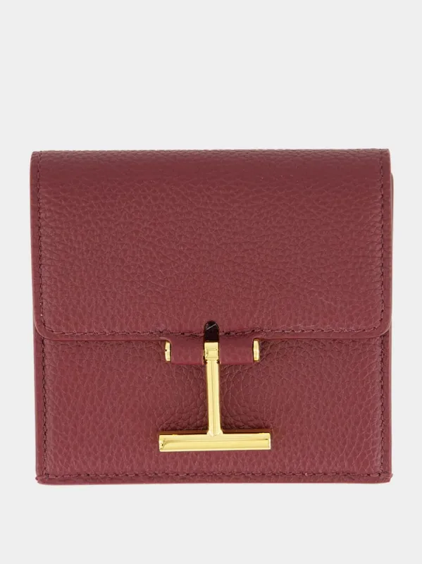 Red Plum Tara Grain Leather Card Holder sold by Fashion Clinic