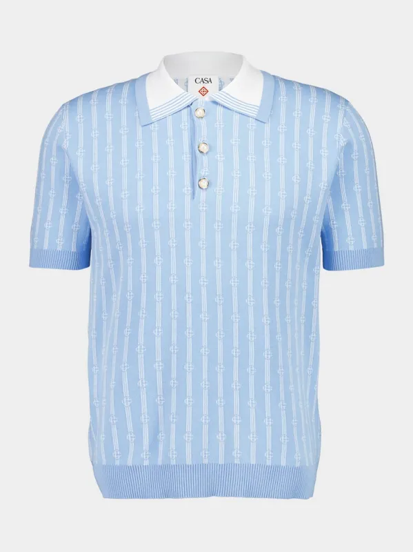 Blue Laurel Stripe Polo Shirt sold by Fashion Clinic