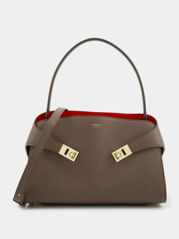 Clay Flame Red Small Hug Soft Leather Handbag sold by Fashion Clinic