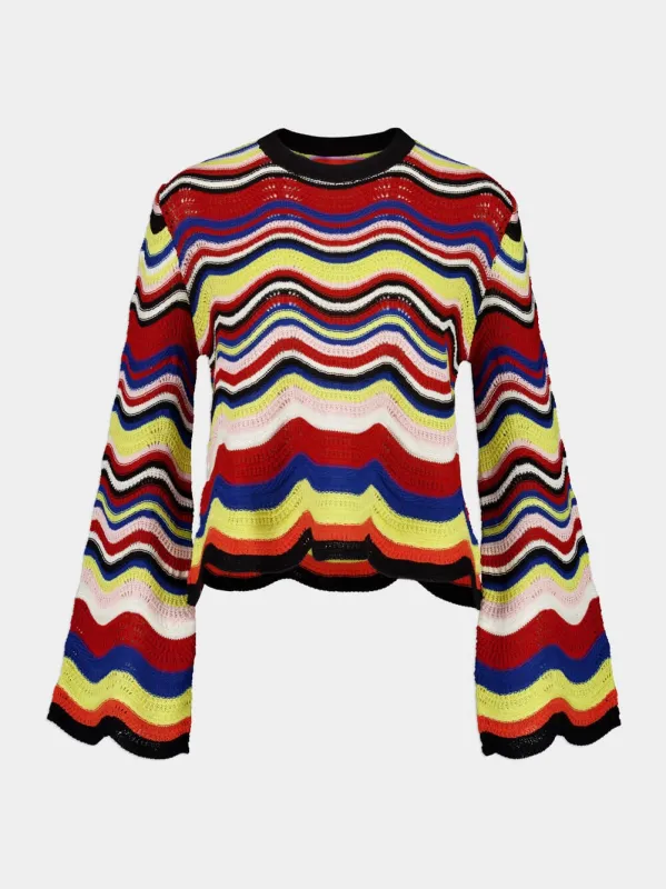 Cropped Chevron Cotton Sweater sold by Fashion Clinic
