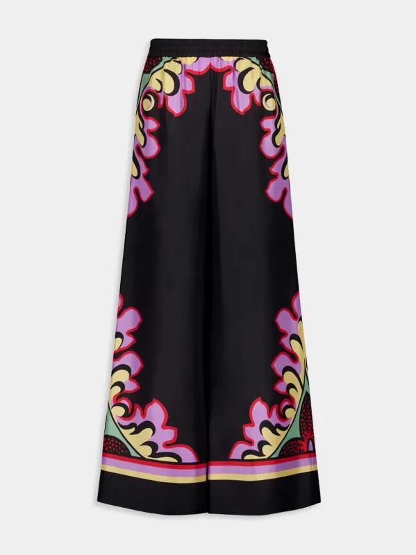 Black Palazzo Placée Silk Trousers sold by Fashion Clinic