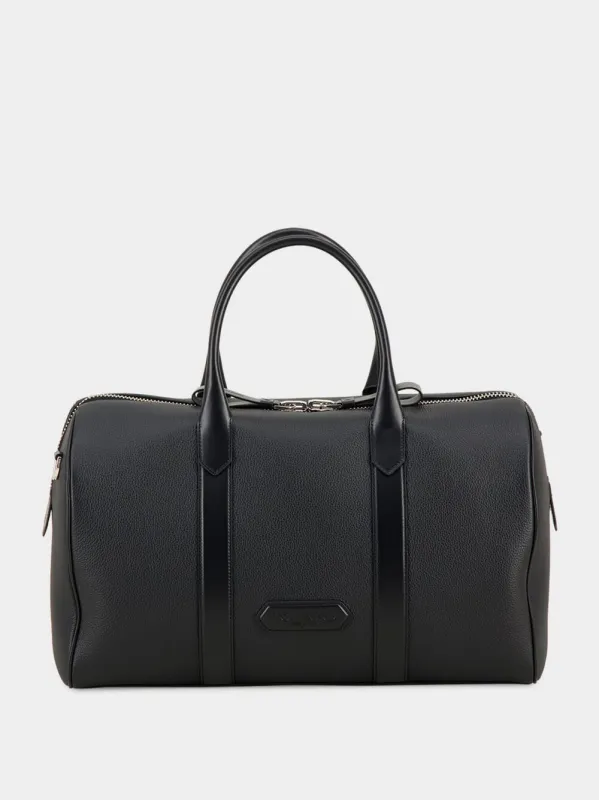 Black Grain Leather Duffle Messenger Bag sold by Fashion Clinic