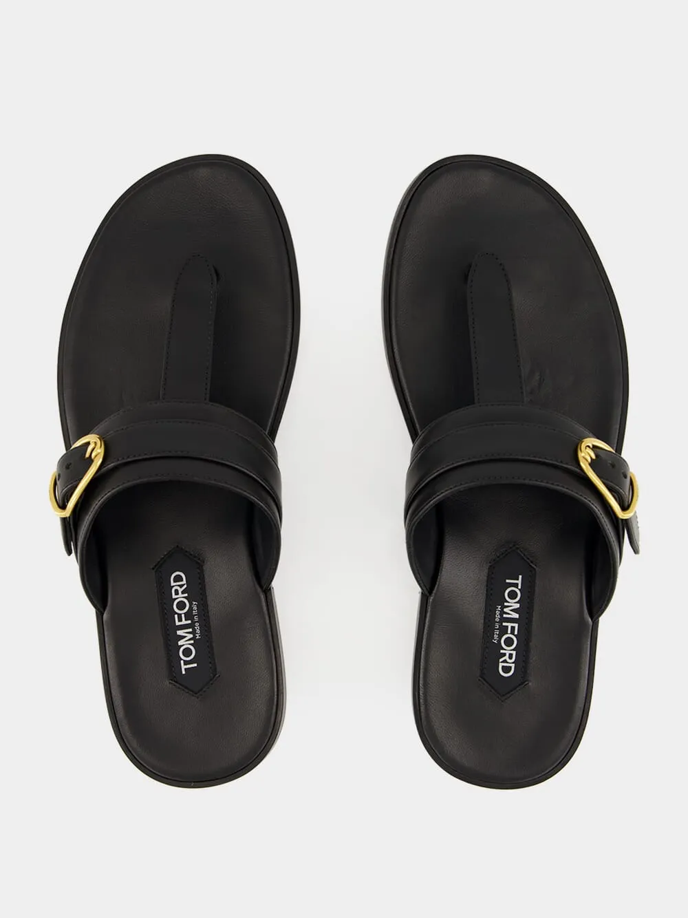 Black Brighton Buckle Leather Sandals sold by Fashion Clinic product image thumbnail 4