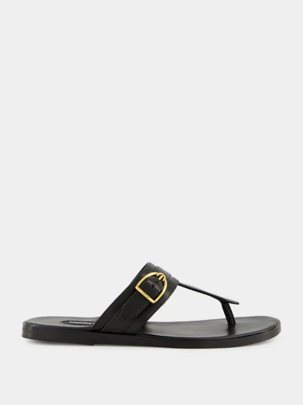 Black Brighton Buckle Leather Sandals sold by Fashion Clinic