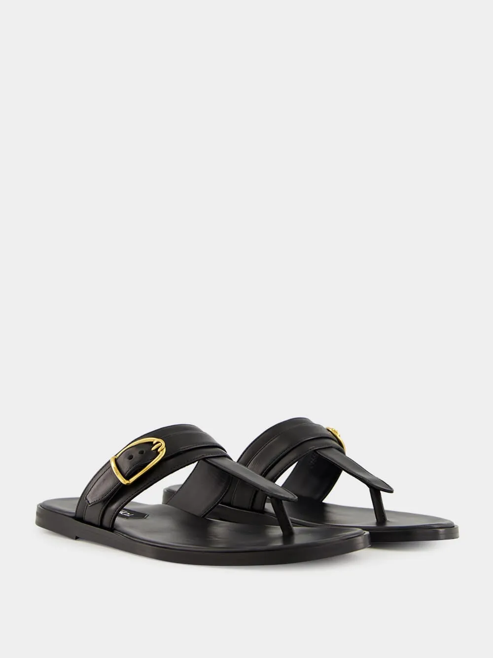 Black Brighton Buckle Leather Sandals sold by Fashion Clinic product image thumbnail 3