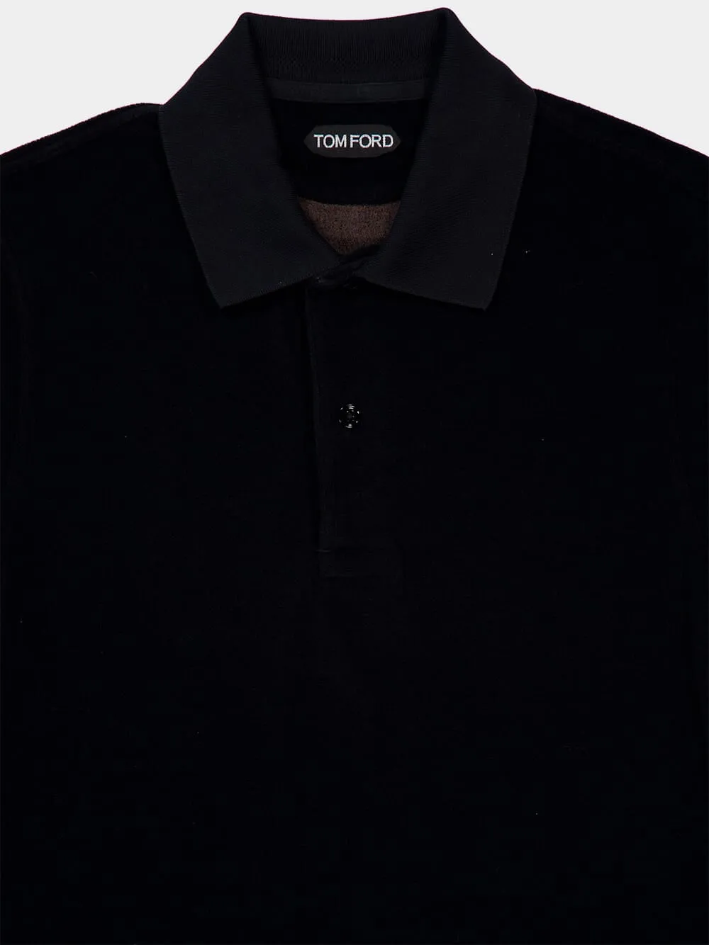 Black Towelling Cotton Polo Shirt sold by Fashion Clinic product image thumbnail 3