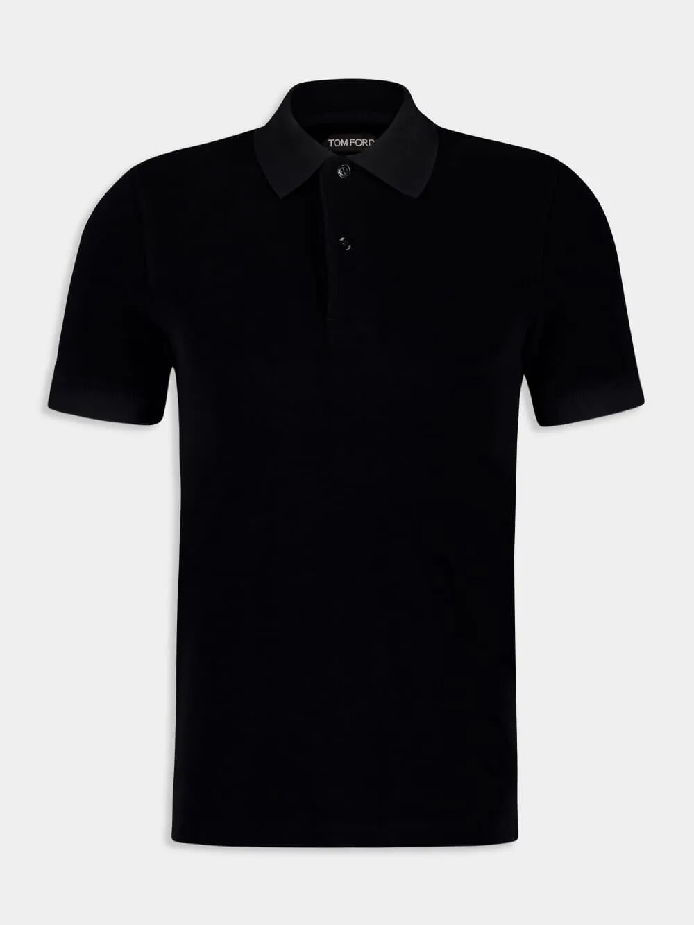 Black Towelling Cotton Polo Shirt sold by Fashion Clinic