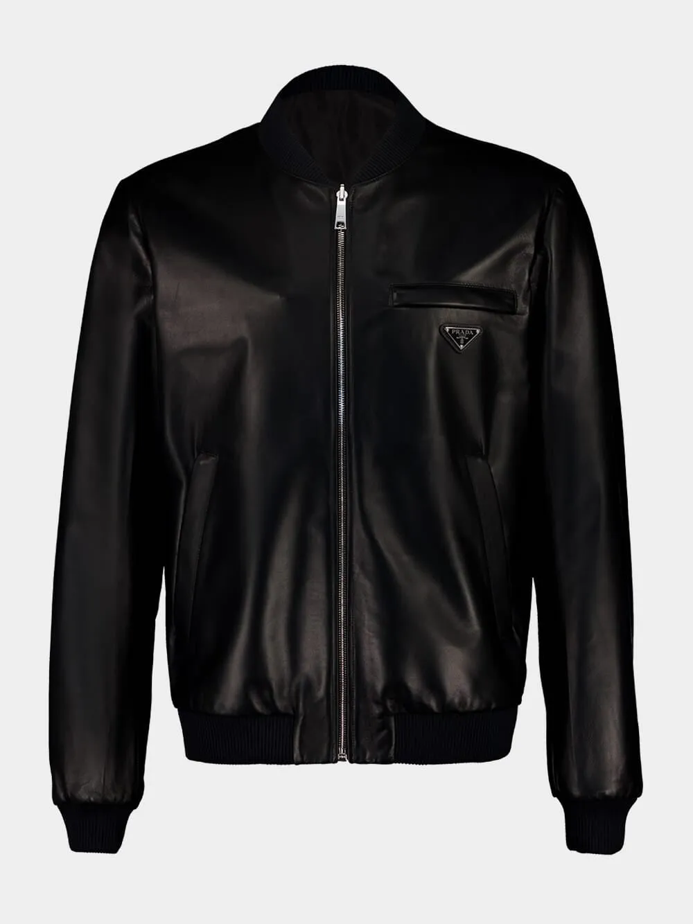 Black Nappa Leather Bomber Jacket sold by Fashion Clinic product image thumbnail 2