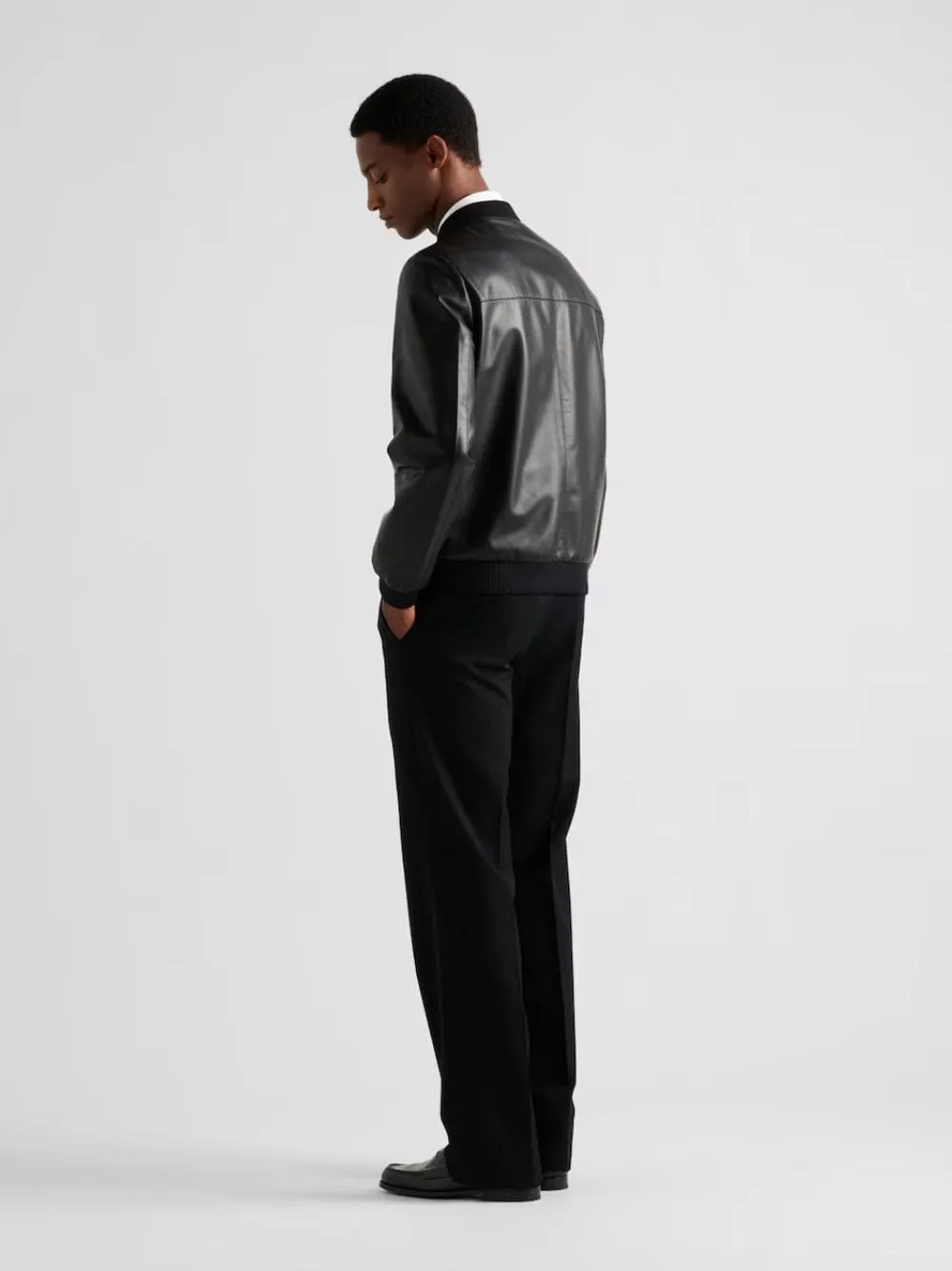 Black Nappa Leather Bomber Jacket sold by Fashion Clinic product image thumbnail 3