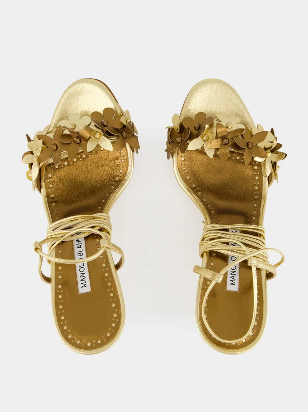 Anista Gold Floral Ankle Strap Sandals sold by Fashion Clinic product image thumbnail 4