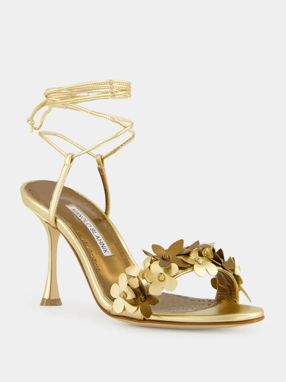 Anista Gold Floral Ankle Strap Sandals sold by Fashion Clinic product image thumbnail 2